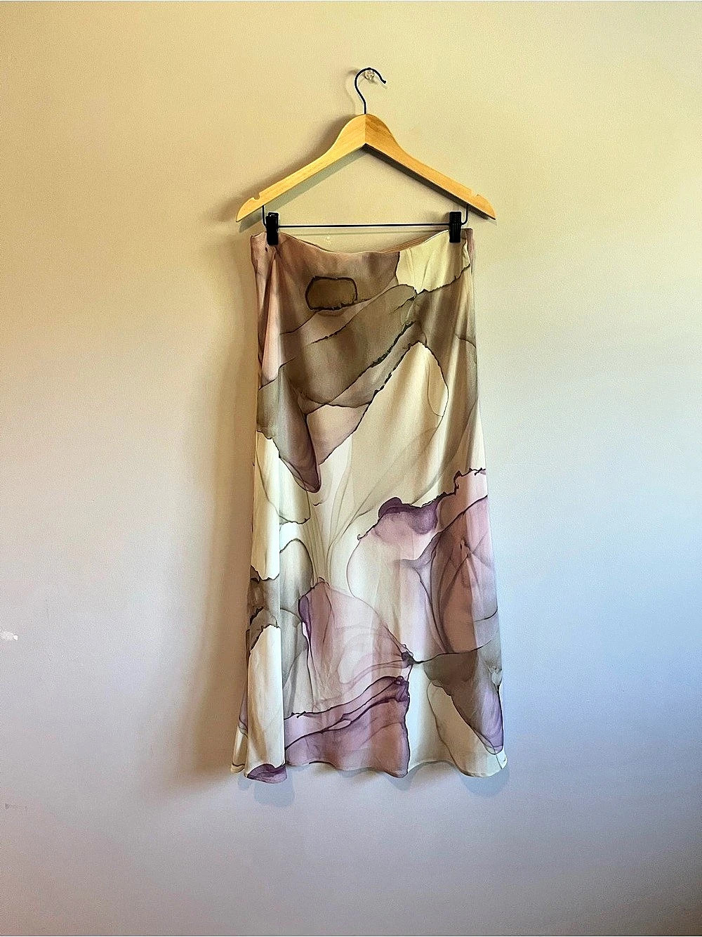 Dynamite Abstract Maxi Skirt in Pink & Brown Like New